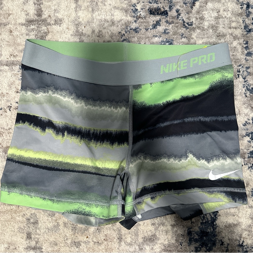 Nike Pro Green and Gray Athletic Shorts